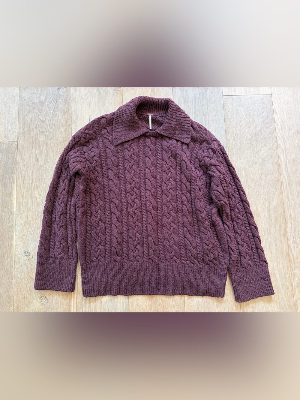 Free People Laurel sweater cotton wool blend oversized cable fisherman knit - XS